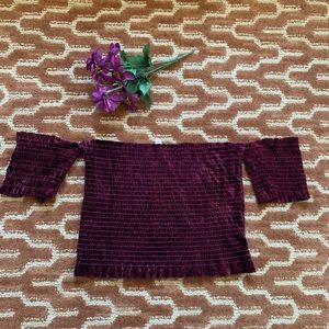 Velvet strapless tube shirt